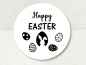 Preview: Sticker Aufkleber "Happy EASTER", Osterhase Ostereier, schwarz weiß 5 cm